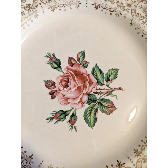 Vintage Dominion Briar Rose Dinner Plate Gold Filigree Elegant Fine China 10.5" - Picture 2 of 6
